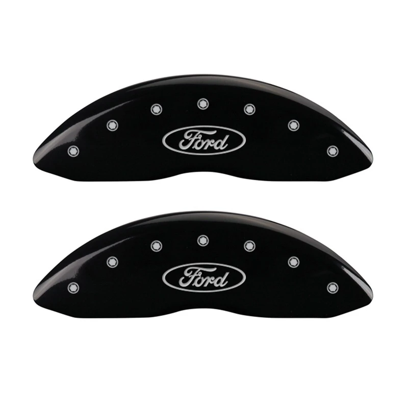 MGP Vordere Satz 2 Bremse Caliper-Abdeckungen Graviert Vorne Oval-Logo/Ford Schwarz silber el