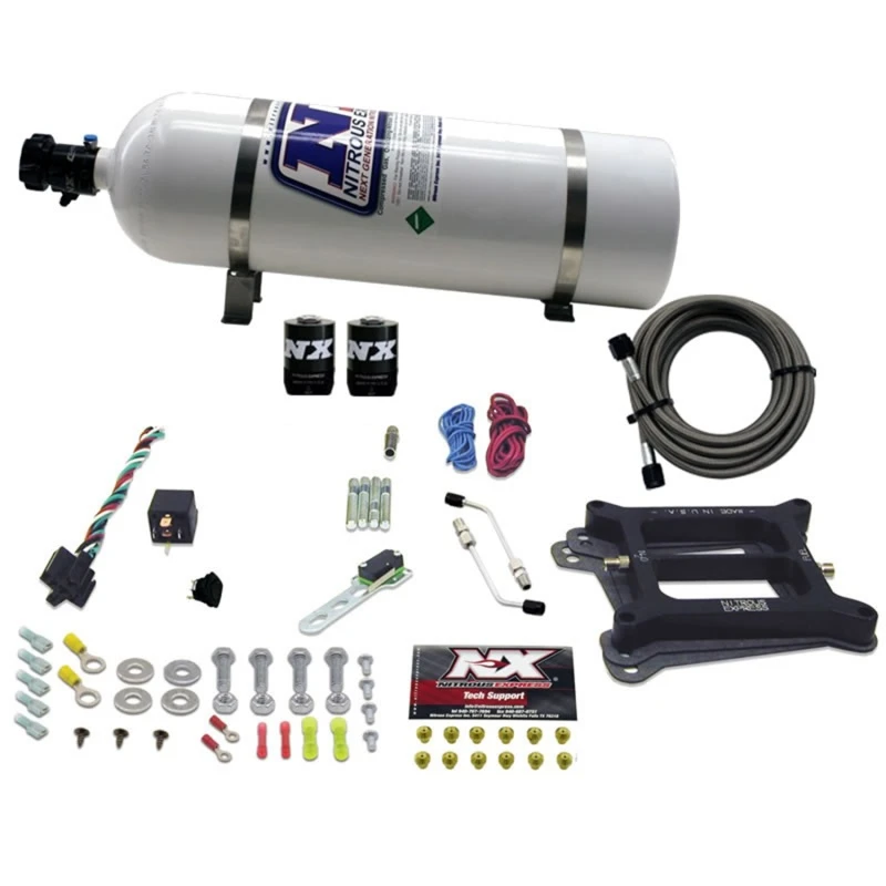 Nitrous Express 4150 4-BBL/Benzin-Nitrous-Kit (50-300PS) mit 15lb-Flasche