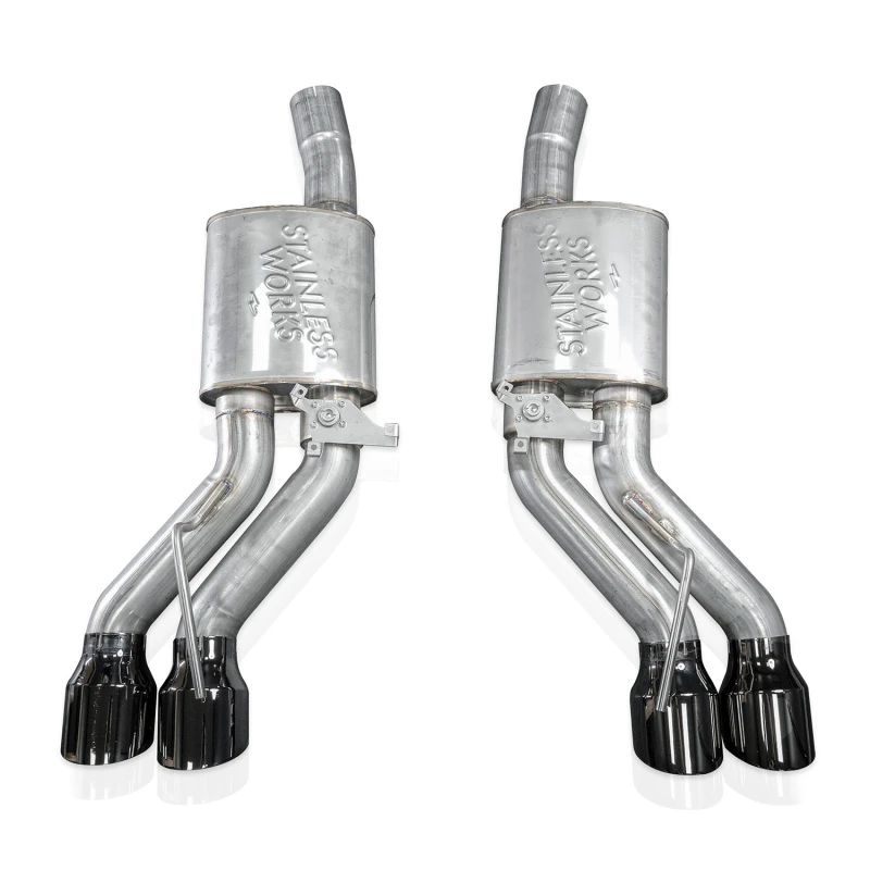 Stainless Works 22-25 Cadillac CT5-V Blackwing Axleback Exhaust - Black Chrome Tips