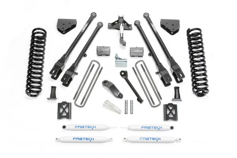 Fabtech 05-07 Ford F350 4WD 6 Zoll 4-Link-System mit Spulen und Leistungsstoßdämpfern