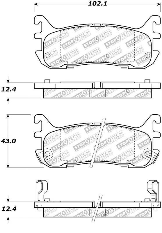StopTech Street Touring 94-97/99-05 Miata w/ Normal Suspension Rear Brake Pads D636