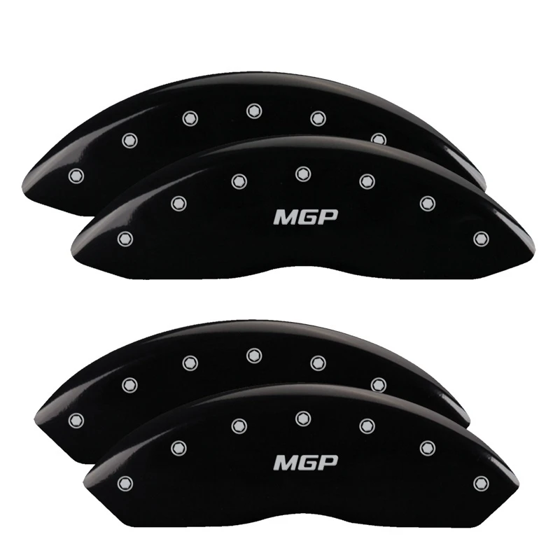 MGP 4 Bremssattel Abdeckungen Graviert Vorne & Hinten MGP Schwarz Finish Silber Char 2014 Chevrolet Express 2500