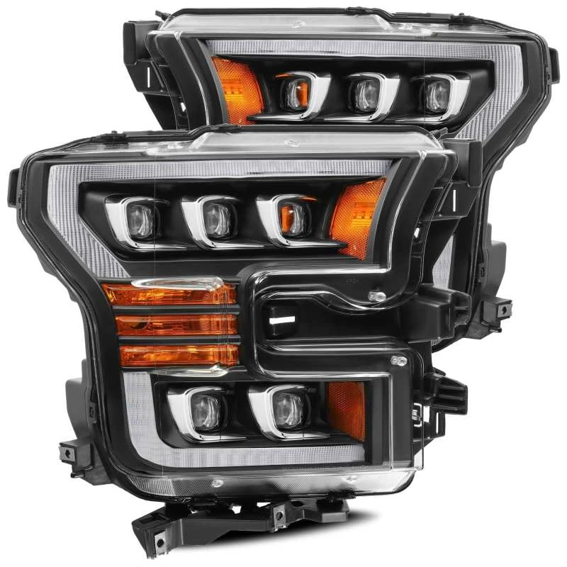 AlphaRex 17-20 Ford Raptor NOVA LED-Projektor-Scheinwerfer Plank Style Matte Black mit aktivem Licht/Seq-Signal