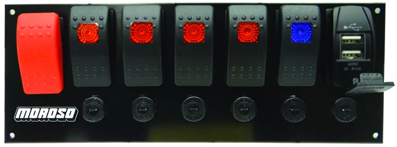 Moroso Rocker Switch Panel Flat Surface Mount with LED and USB