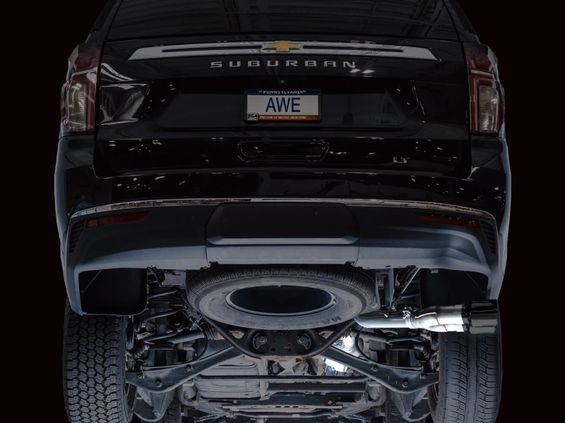 AWE Tuning 2021+ GMC Tahoe/Yukon 5.3L 0FG Side Exit Catback Exhaust - Diamond Black Tips