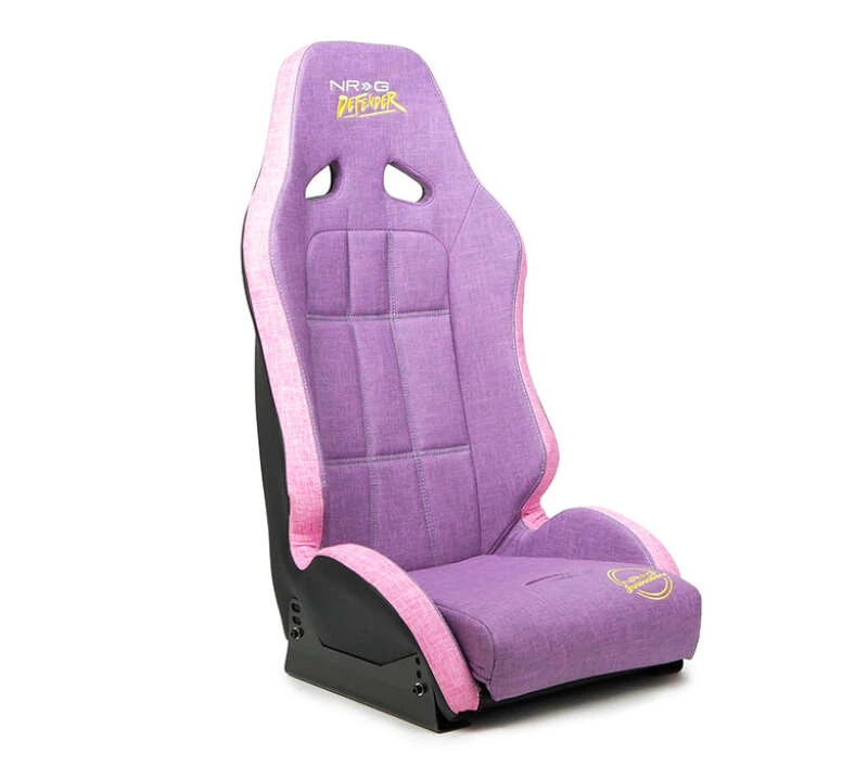 NRG Defender Wasserdichter Stahlrahmen-Suspensionsitz - Lila mit Rosa Dekoration/Defender Logo/Seitenhalter