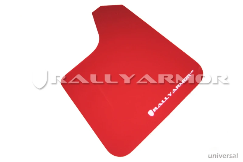 Rally Armor Universal-Passform (ohne Hardware) Rote UR-Schlammschutzmatte mit weißem Logo