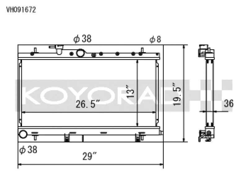 Koyo Aluminium Kühler für 2003–2007 Subaru Impreza WRX/STI (MT / mit Füllstutzen)