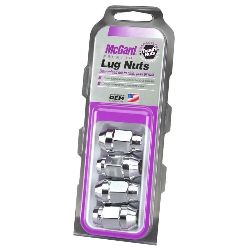 McGard Hex-Lugnut (Cone-Seat-Bulge-Stil) 1/2-20 / 3/4 Hex / 1,45 Zoll Länge (4er-Pack) - Chrom