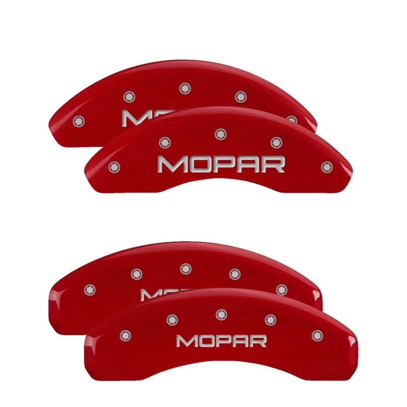 MGP 4 Bremse Caliper Abdeckungen Graviert Vorne & Hinten MOPAR Rot Finish Silber ch