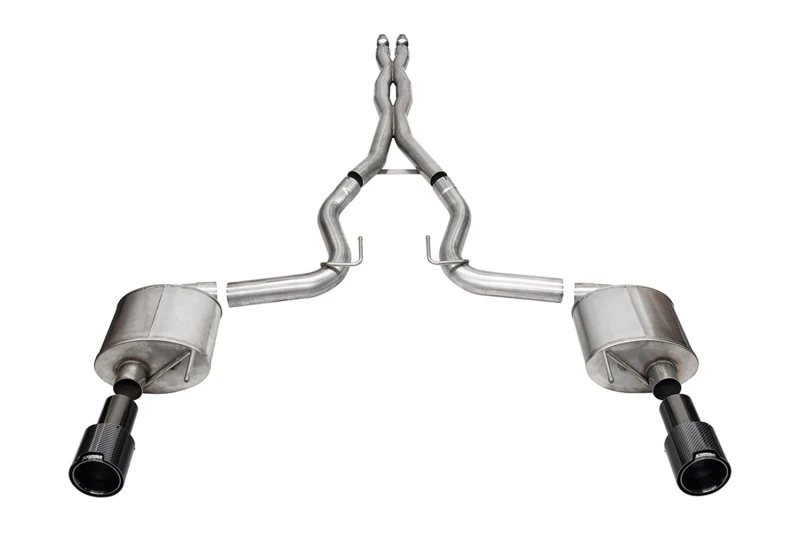 Corsa 2024 Ford Mustang GT Coupe 3in Sport Cat-Back Exhaust - 4.5in Black Carbon Fiber Tips
