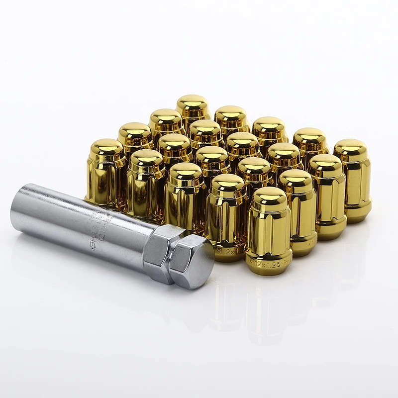 JR Stahl Lug Nuts Radmuttern für Honda, Mitsubishi, Toyota (M12x1.5) Gold kurz