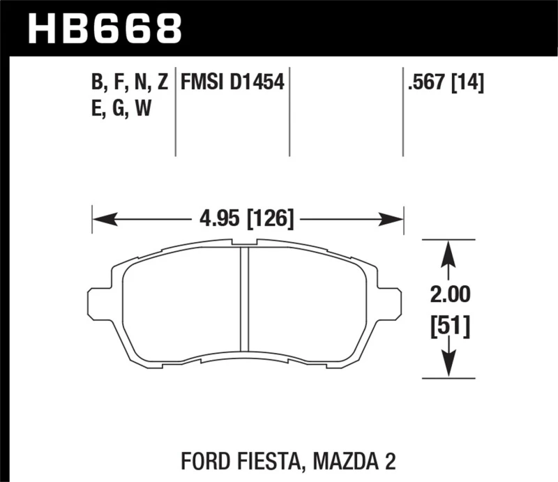 Hawk 11-12 Ford Fiesta S/SE/SEL / 11-12 Mazda 2 Sport/Touring DTC-60 Vordere Rennbremsbeläge