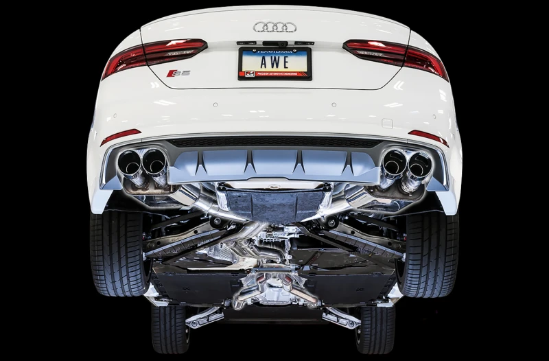AWE Tuning Audi B9 S5 Coupe SwitchPath Auspuff mit Chrom-Silber-Tipps (102mm)