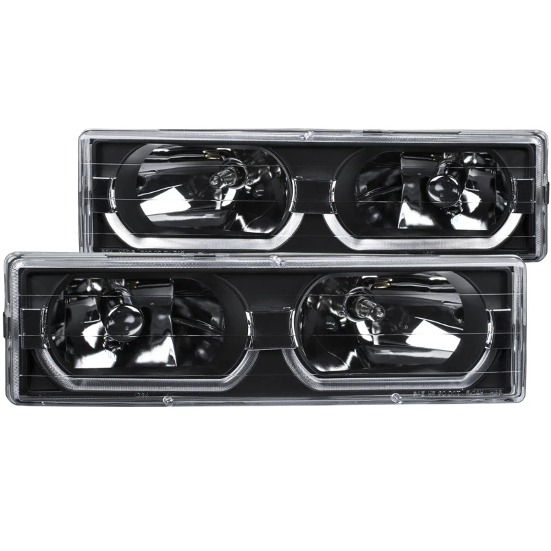 ANZO 1988-1998 Chevrolet C1500 Kristall-Scheinwerfer Schwarz mit Low-Brow