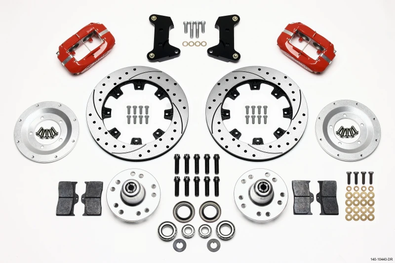 Wilwood Forged Dynalite Front Kit 12.19in Drilled Red 74-80 Pinto/Mustang II Disc Spindle only