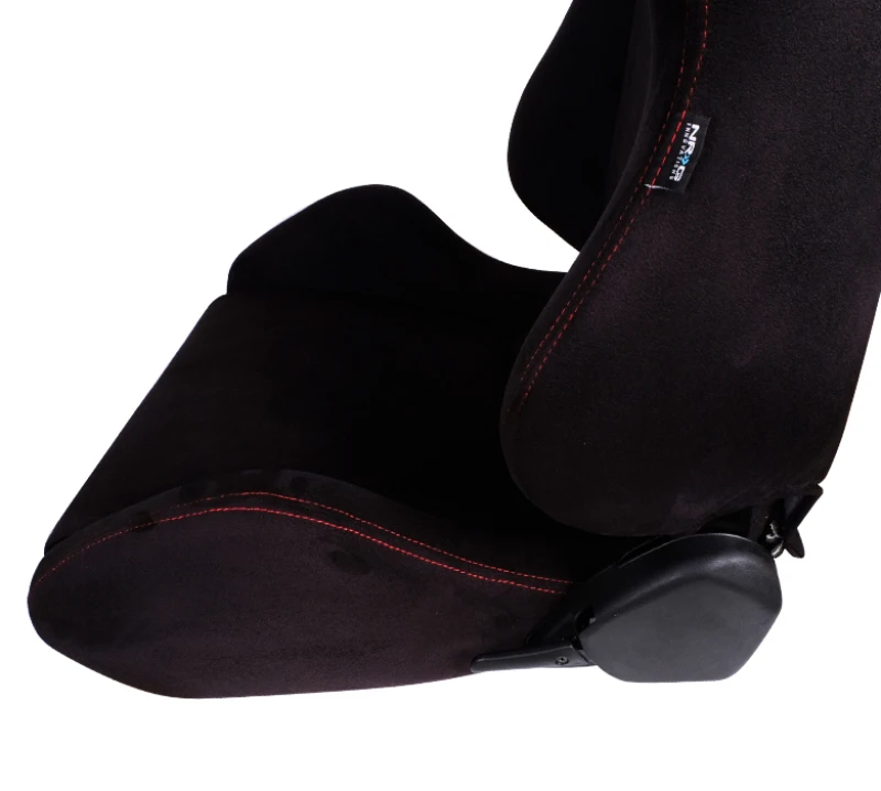 NRG Sport Sitze (Paar) Type-R Suede mit NRG Logo – Schwarz mit Roter Naht