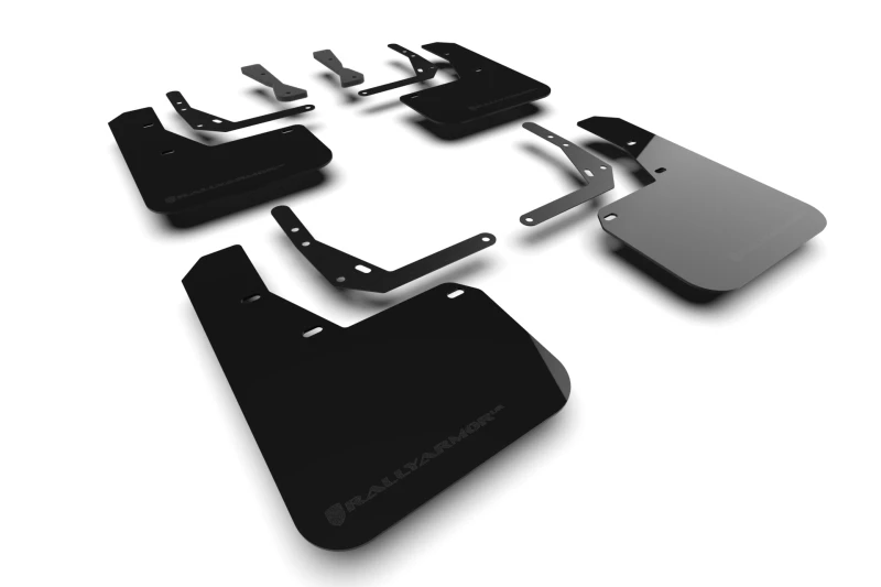 Rally Armor 2024 Hyundai Kona N Line Schwarzes UR-Schmutzfänger-Set - Metallisches Schwarzes Logo