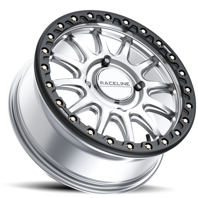 Raceline A14BG Alpha 15x6.5in/6x139.7 BP/74mm Offset/78.1mm Bore - Silver & Blk Ring Beadlock Wheel