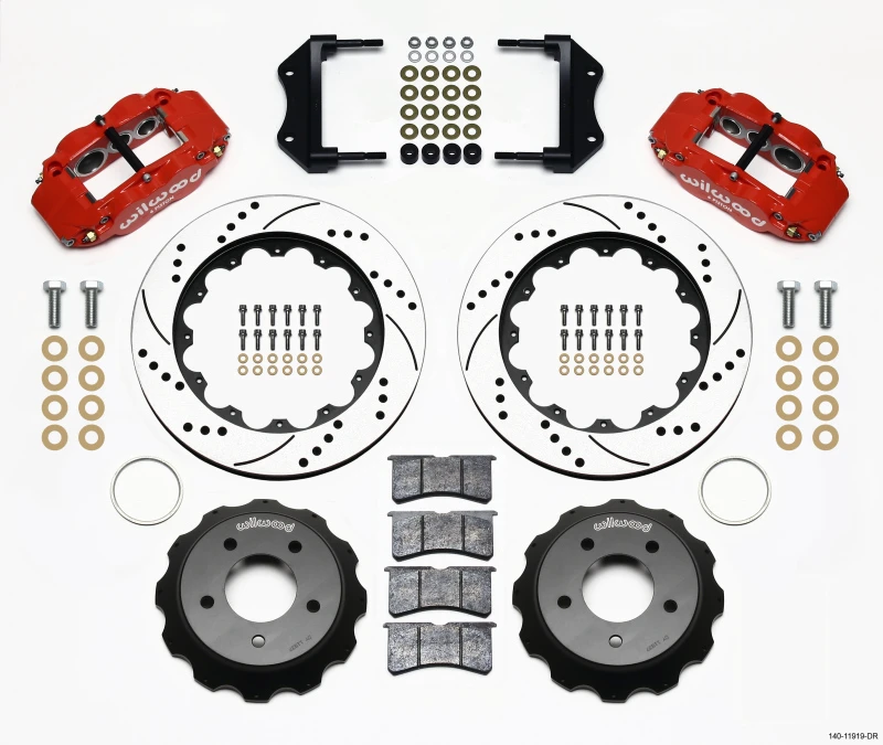 Wilwood Narrow Superlite 6R Vordere Hut-Kit 14,00 Zoll gebohrt rot 84-87 Corvette C4