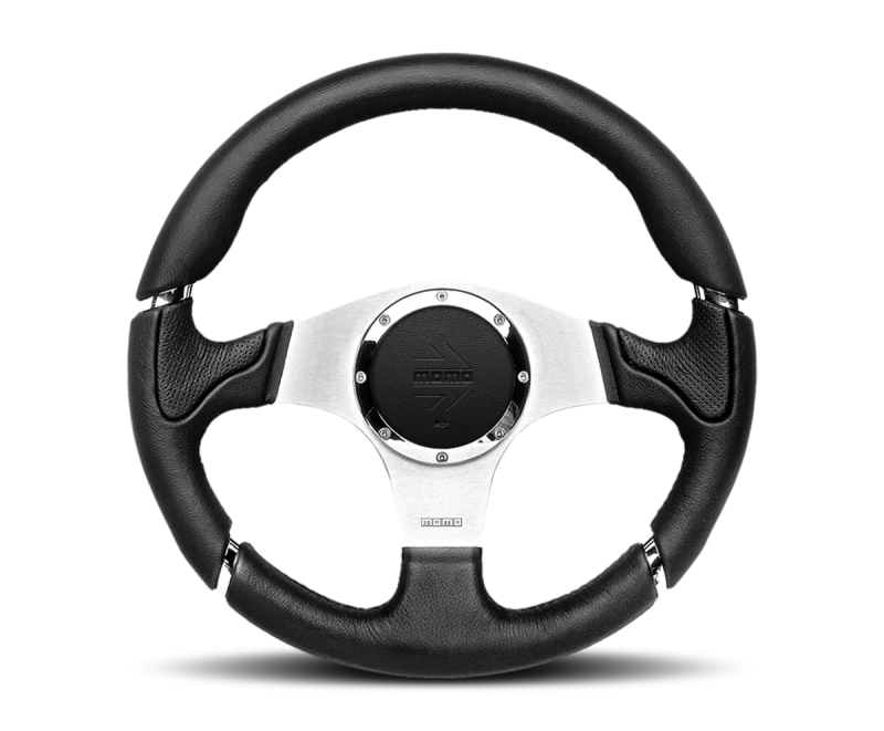 Momo Montecarlo Steering Wheel 350 mm - Black Leather/Black Stitch/Black Spokes