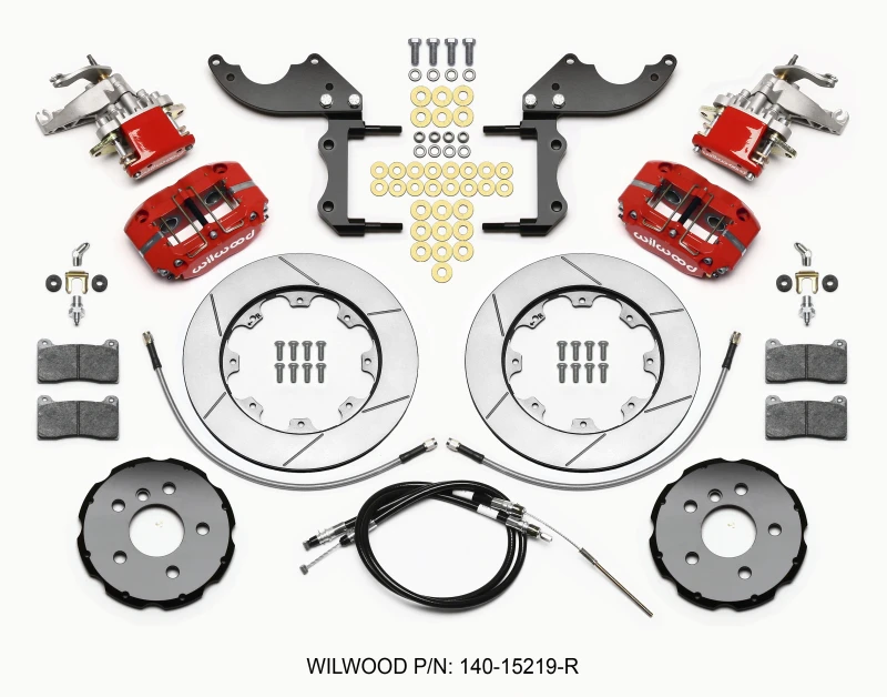 Wilwood Dynapro Radial4 / MC4 Hinterrad-Kit 12,19 Rot 2014-2015 Mini Cooper mit Leitungen und Kabeln