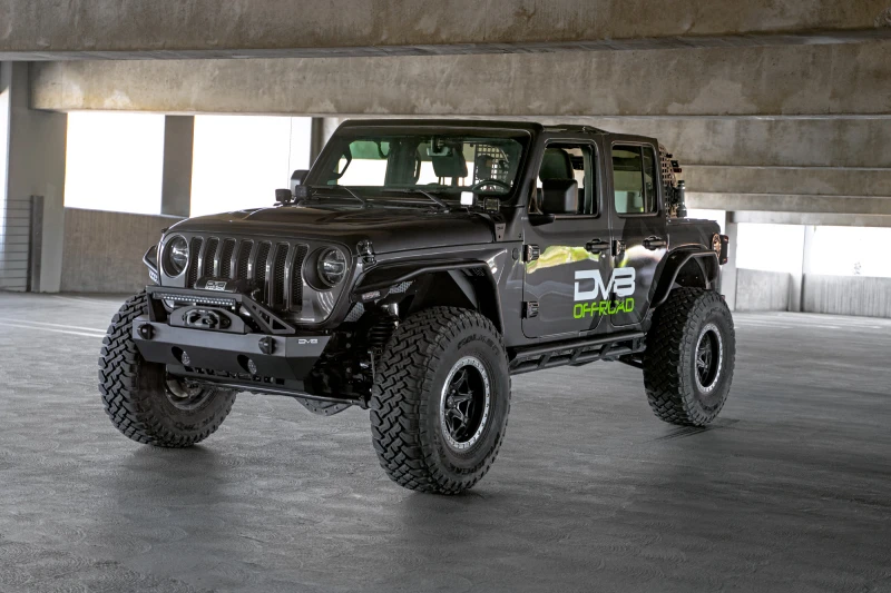 DV8 Offroad FS-25 Stubby Front Bumper mit Bull Bar für 07-23 Jeep Wrangler/Gladiator JT/JK/JL