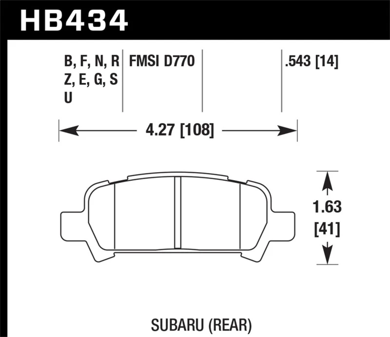 Hawk 02-03 WRX / 05-08 LGT D770 HP+ Street Hintere Bremsbeläge