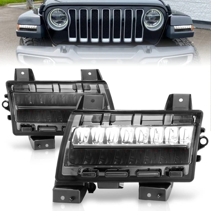 ANZO 2018-2021 Jeep Wrangler LED-Seitenmarkierungen Chromgehäuse Rauchlinse mit sequenzieller Signal-Sportbirne