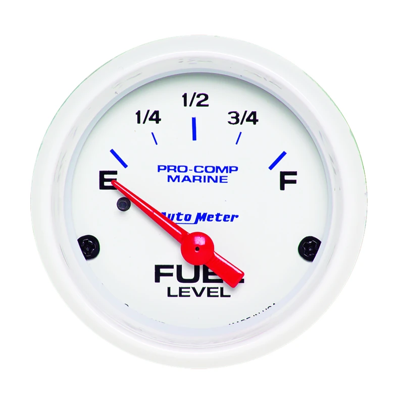 Autometer Marine White Gauge 2-1/16in Electric Fuel Level Gauge