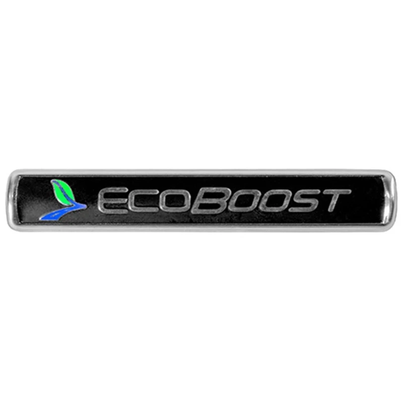 Ford Racing Schwarzes/Silbernes EcoBoost Emblem 3-1/2 Zoll x 9/16 Zoll - Set von 2