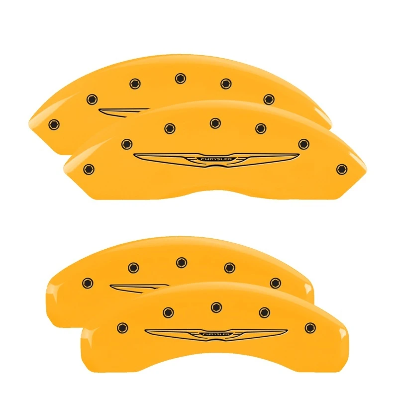 MGP 4 Bremssattel-Abdeckungen Graviert Vorne & Hinten Stil 2/Chrysler Wing Gelb Finish Schwarz