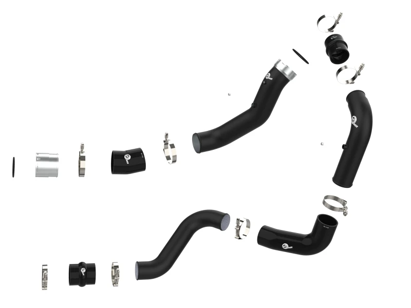 aFe BladeRunner Black 3in Aluminum Charge Pipe Kit 20-21 GM Diesel Trucks V8-6.6L (td) L5P