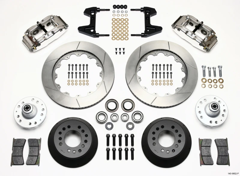 Wilwood Narrow Superlite 6R Vorderrad-Kit 14,00 Zoll Poliert 74-80 Pinto/Mustang II Disc Spindel nur