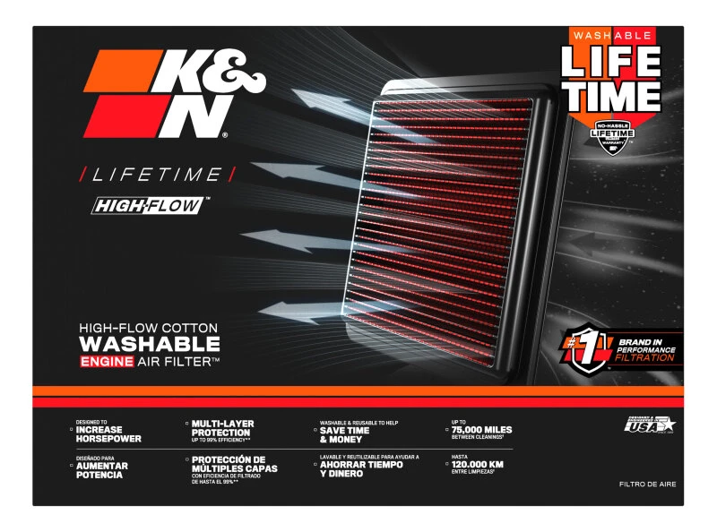 K&N 2016 TOYOTA HILUX REVO 2.8L L4 DSL Drop In Air Filter