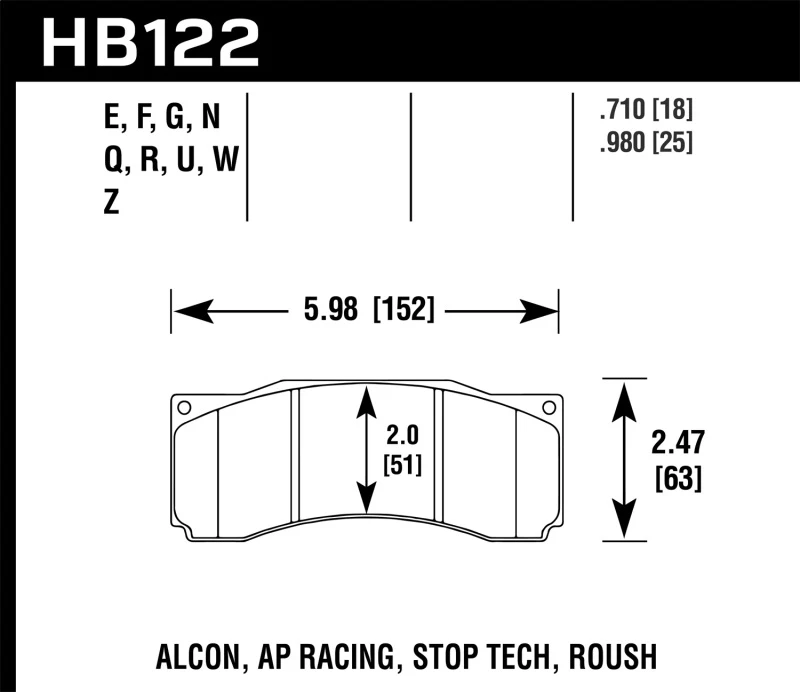 Hawk Alcon/AP Racing, StopTech Roush ER-1 Bremsbelag-Set