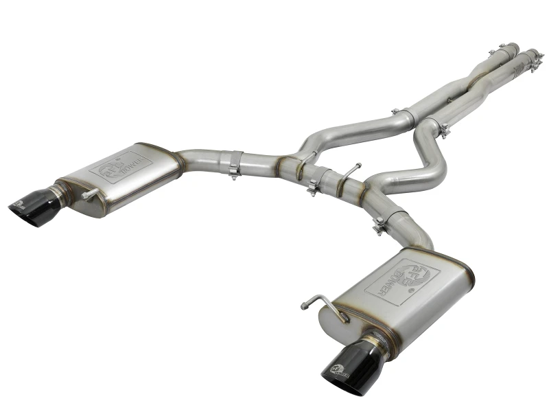 aFe MACHForce XP 3in 304 SS Cat-Back-Auspuffanlagen mit schwarzen Endrohren 15-17 Ford Mustang GT V8-5.0L/V6-3.7L