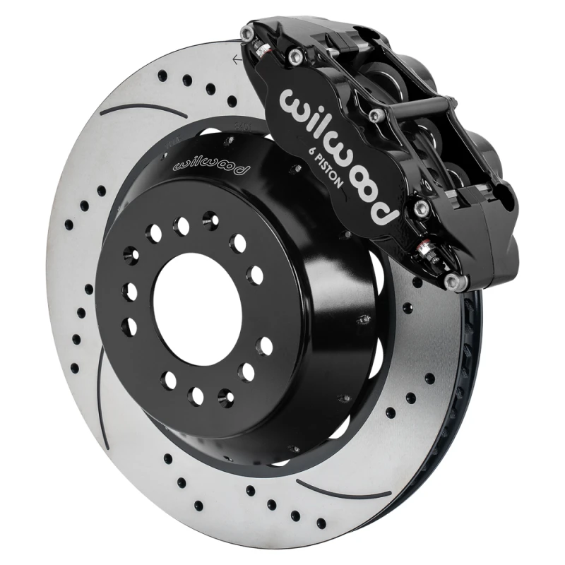 Wilwood Narrow Superlite 6R Front Kit 14.00in Drilled & Slotted Rotors - Black