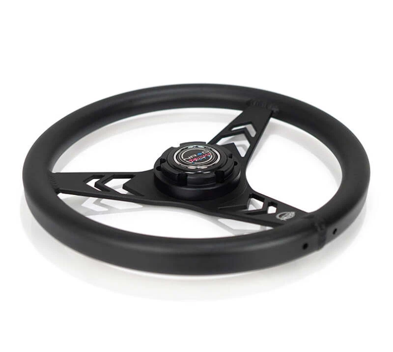 NRG Aluminum Steering Wheel 330mm - Arow Cutout - Ergonomic Grip - Anadized Black