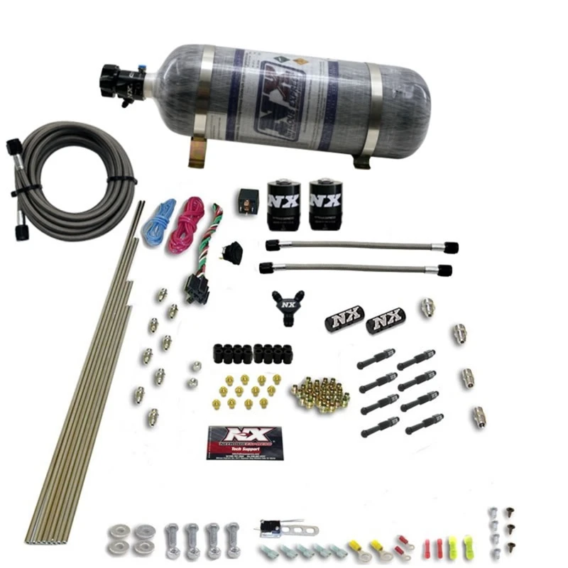 Nitrous Express 8-Zyl.-Trocken-Direkt-Port-2-Magnetventil-Nitrous-Kit (200-600PS) mit Komposit-Flasche