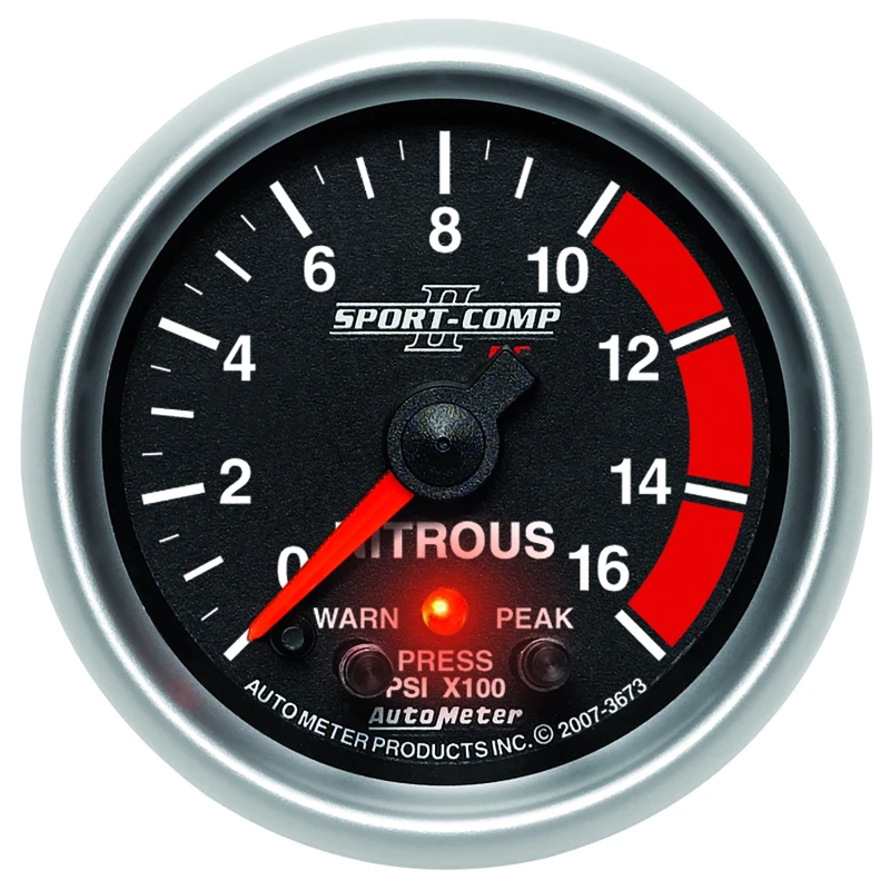 Autometer Sport-Comp II Pro Control 52mm 1600 PSI Nitrous Pressure Gauge