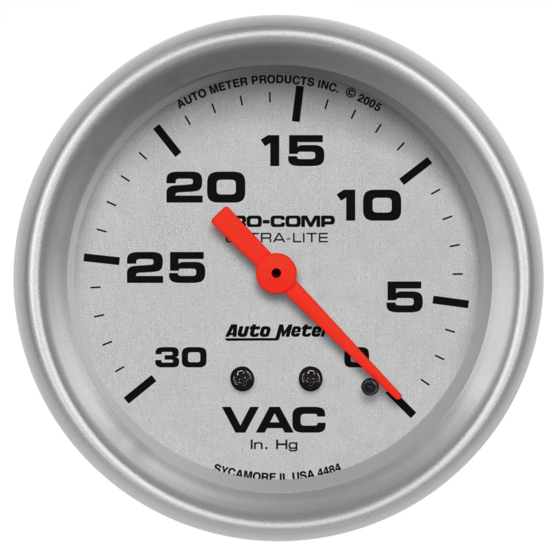 AutoMeter Vakuum-Anzeige 2-5/8 Zoll 30 InHg Mechanisch Ultra-Lite
