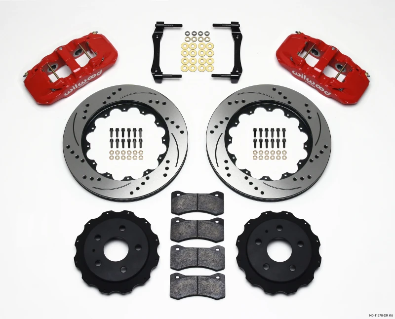 Wilwood AERO4 Rear Kit 14.25in Drilled Red 2010-2015 Camaro