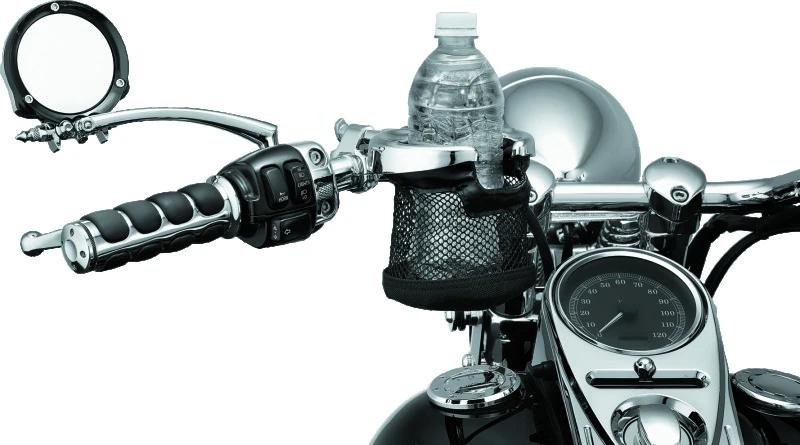 Kuryakyn Drink Holder with Mesh Basket 1 inch Clamp Chrome