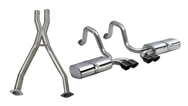 Corsa 97-04 Chevrolet Corvette (C5) 2.5in Sport Cat-Back Exhaust - 4in Black Twin Tips