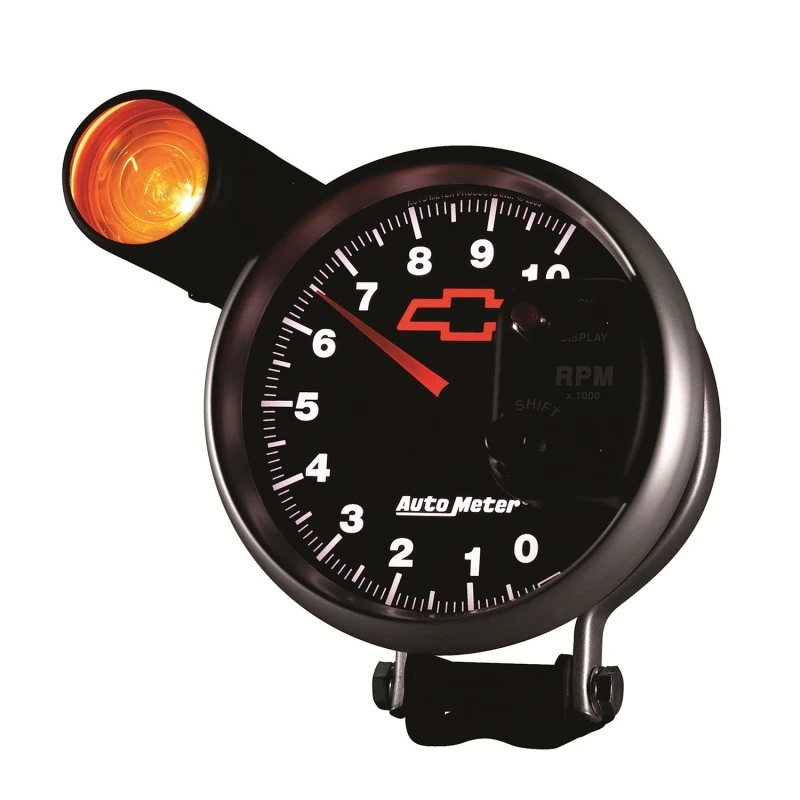 Autometer GM Bowtie Schwarz 5 Zoll 10000 U/min Sockel Electronic Tachometer mit externer Schaltpunkt-Leuchte