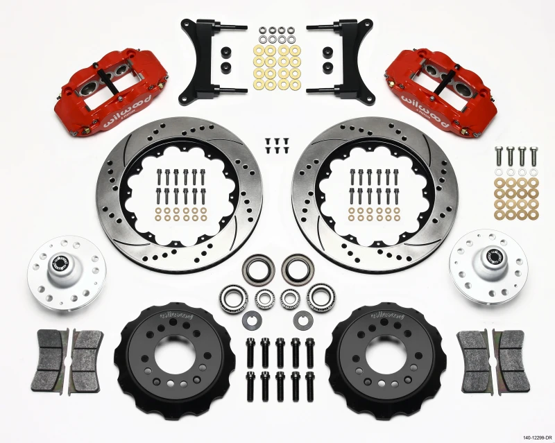 Wilwood Narrow Superlite 6R Front Hub Kit 14.00in Drill Red 79-87 GM G Body