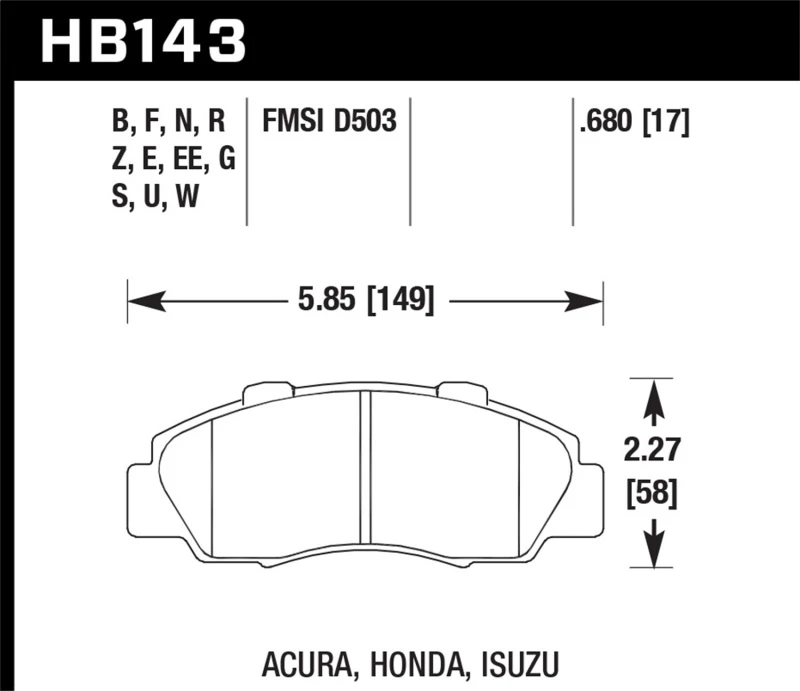 Hawk 97-01 Honda Prelude HP+ Street Vordere Bremsebeläge