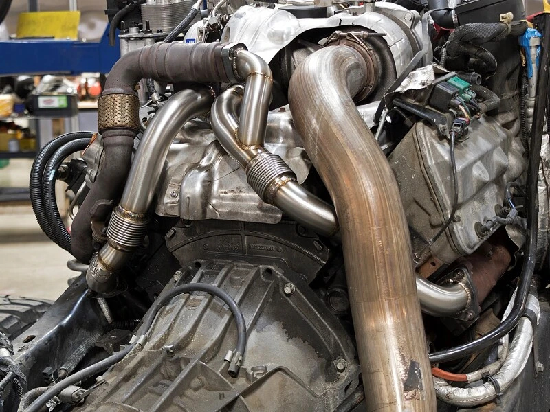 aFe Twisted Steel Header Up-Pipe 08-10 Ford Diesel LKW V8-6,4L (td)