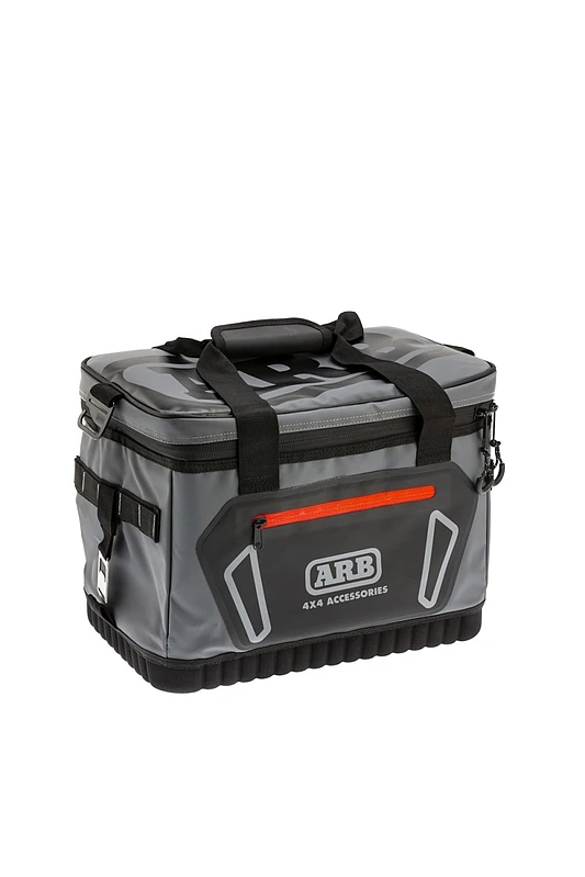 ARB Kühltasche Grau mit roten Highlights 38 cm L x 28 cm B x 23 cm H fasst 22 Dosen